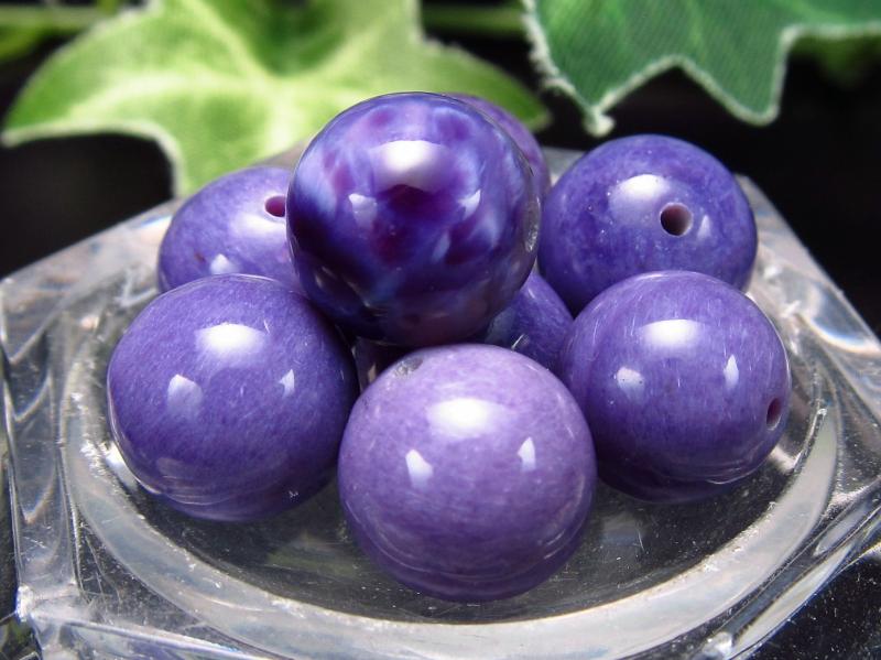 1粒売り 美マーブル紫 4A チャロアイト 9mm-9.5mm 妖艶マーブル 鮮やかパープル 人徳を高める ロシア産