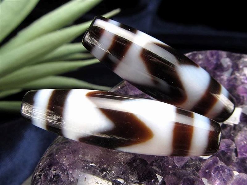 A至純天珠 虎牙天珠 こがてんじゅ サイズ:約38mm-39mm 1個売り 極上 天然石 ビーズ パワーストーン te-p パワーストーン 天然石