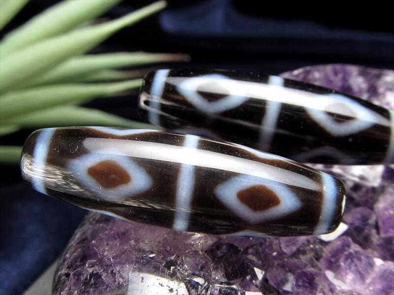 A至純天珠 金剛杵天珠 こんごうしょてんじゅ サイズ:約37mm-40mm 1個売り 極上 天然石 ビーズ パワーストーン 天然石