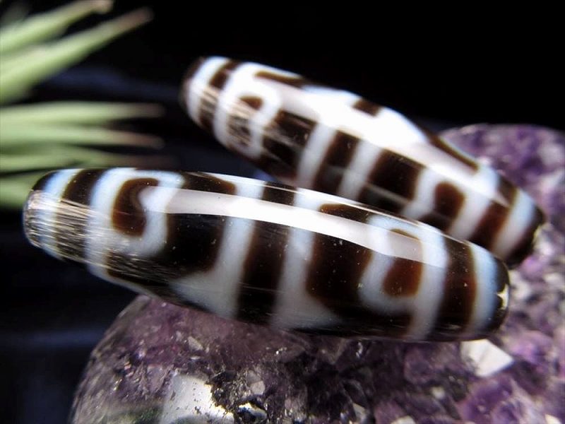 A至純天珠 虎牙蓮花天珠(こがれんかてんじゅ) サイズ：約37ミリ 1個売り 極上 天然石 ビーズ パワーストーン te-p