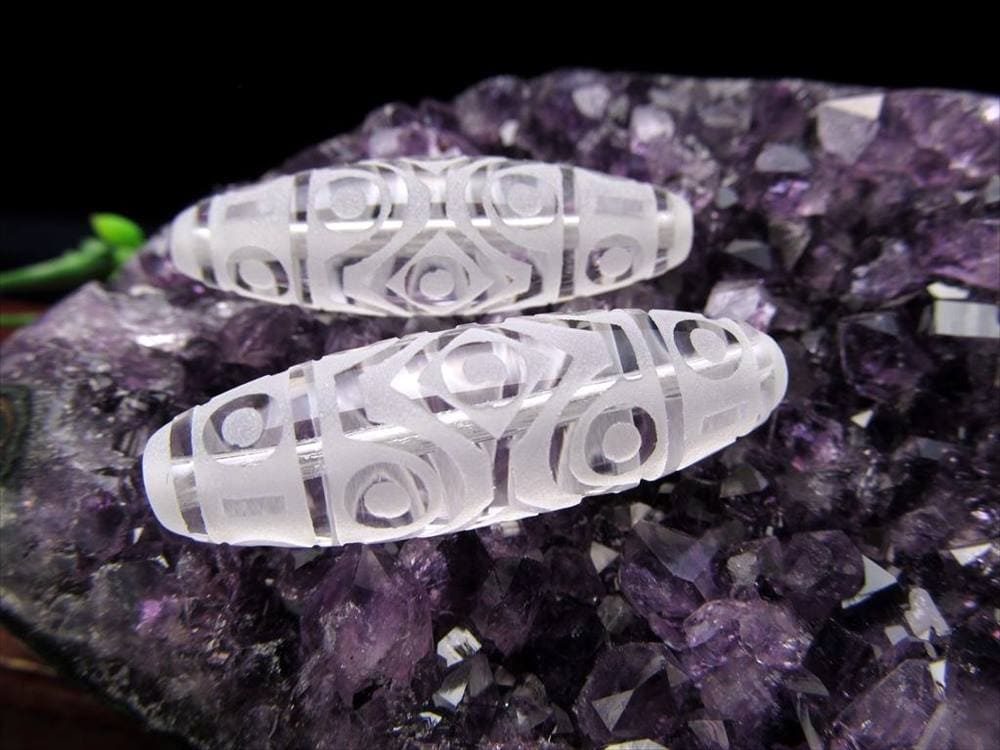 水晶天珠 十五眼天珠 じゅうごがんてんじゅ 最大長さ約37mm-38mm 1個売り 金運招来・くじ運招来・大願成就 クリスタル製 パワーストーン 天然石