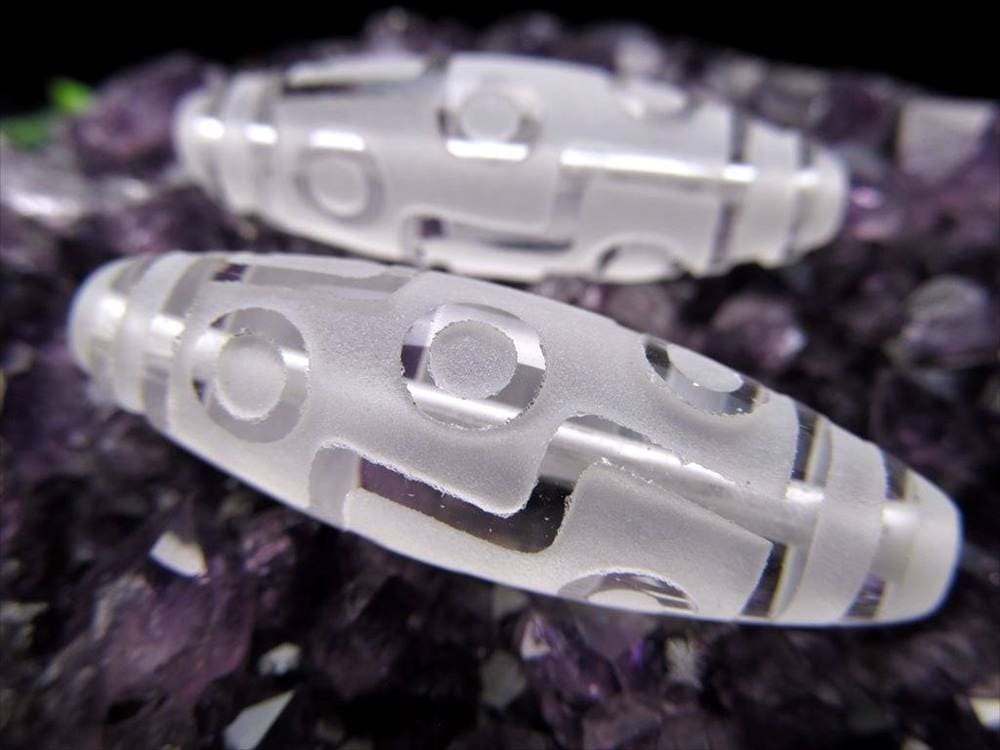 水晶天珠 九眼天珠 くがんてんじゅ 最大長さ約35-38mm前後 1個売り 立身出世・願望実現・合格祈願・必勝祈願 クリスタル製 te-p パワーストーン 天然石