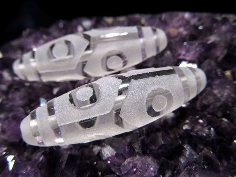 水晶天珠 亀甲六眼天珠 きっこうろくがんてんじゅ 最大長さ約34-38mm前後 1個売り 無病息災・長寿・幸運・金運上昇 クリスタル製 パワーストーン 天然石