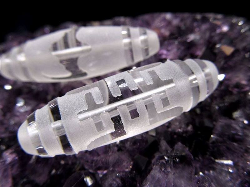 水晶天珠 福壽天珠 ふくじゅてんじゅ 最大長さ約37mm前後 1個売り 開運招福・強運獲得・ケガ防止・延命長寿 クリスタル製 パワーストーン 天然石