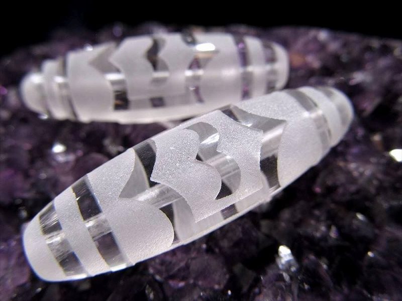 水晶天珠 大鵬鳥天珠 たいほうちょうてんじゅ 最大長さ約36mm-38mm 1個売り 交通安全・怪我防止・危険回避・天災除去 クリスタル製 パワーストーン 天然石