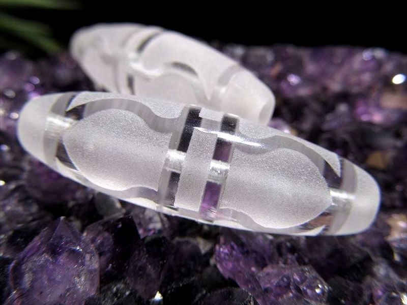 水晶天珠 金剛杵天珠 こんごうしょてんじゅ 最大長さ約35mm-38mm 新デザイン 1個売り 不運消滅・厄災除去・精神強化・不眠解消 クリスタル製 パワーストーン