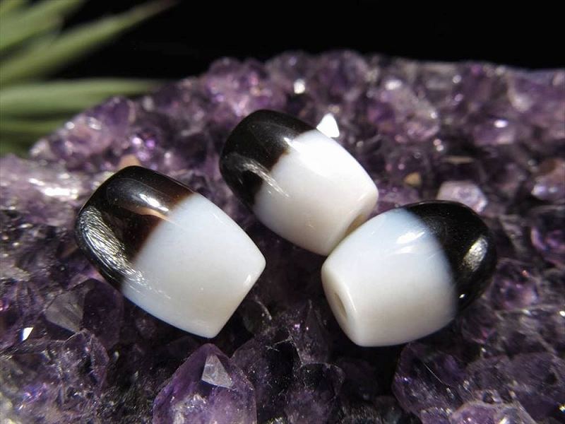 小天珠 A至純天珠 黒白天珠 くろしろてんじゅ サイズ：約14mm-16mm 1個売り 極上 天然石 ビーズ パワーストーン te-s パワーストーン 天然石