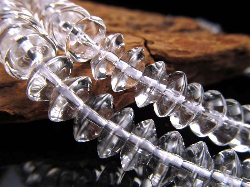 激安宣言 ボタン型 約8mm-9mm 天然水晶ボタンビーズ石 一連 約37-39cm ロンデル ブラジル産 geki rn-s パワーストーン 天然石