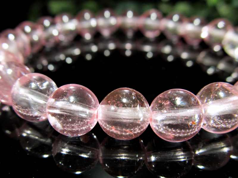 超透明ピンク ピンクトパーズ ブレスレット 7.5mm-8mm×25珠 美しいうる艶ピンク 引き込まれる透明感 神の領域と繋がる石 11月の誕生石 ブラジル産