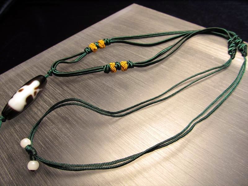 デザイン組み紐ネックレス タイプE 首周りサイズ50-70cm 東洋の趣きを感じる緑の紐タイプ 天珠・天然石が装着可能 サイズ調節付き パワーストーン 天然石