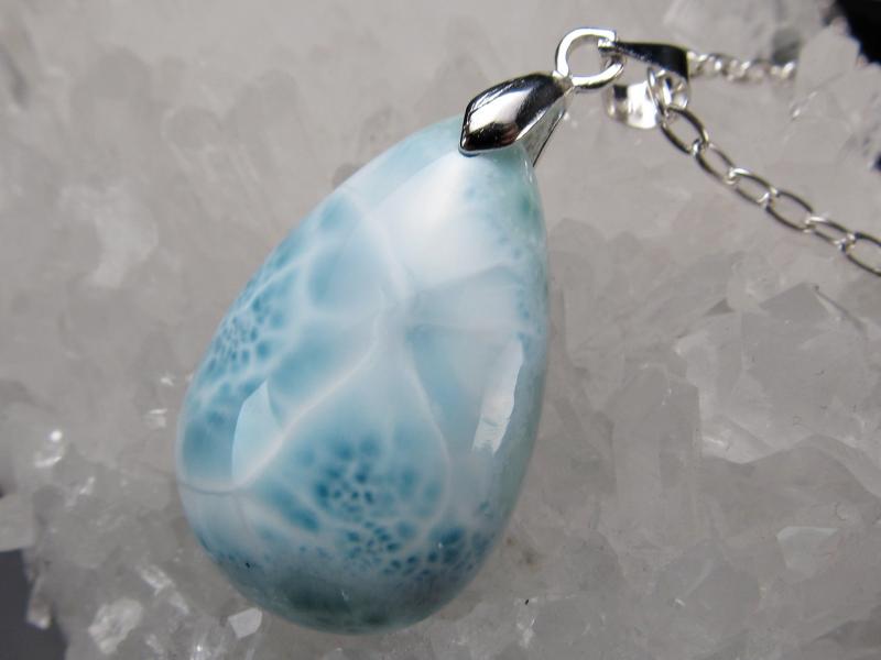 ラリマー ブルーペクトライト ドロップ型 ペンダントトップ 縦約28mm 約7.4g 良質石を贅沢使用 カリブ海の宝石 1点物 SILVER925 ドミニカ共和国産