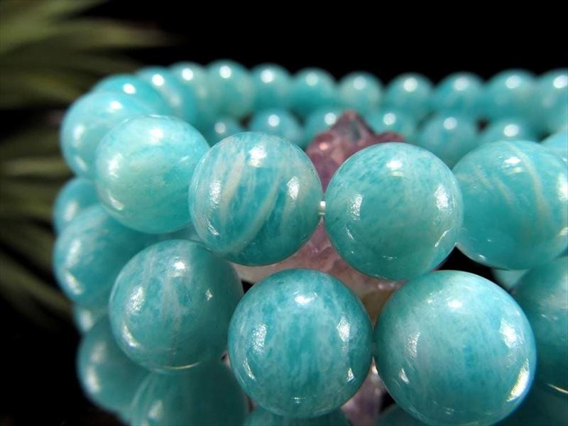 霜降りアマゾナイト ブレスレット 10.5mm×18珠前後 天河石 大人気 ロシアンアマゾナイト ホープストーン ロシア産 パワーストーン 天然石