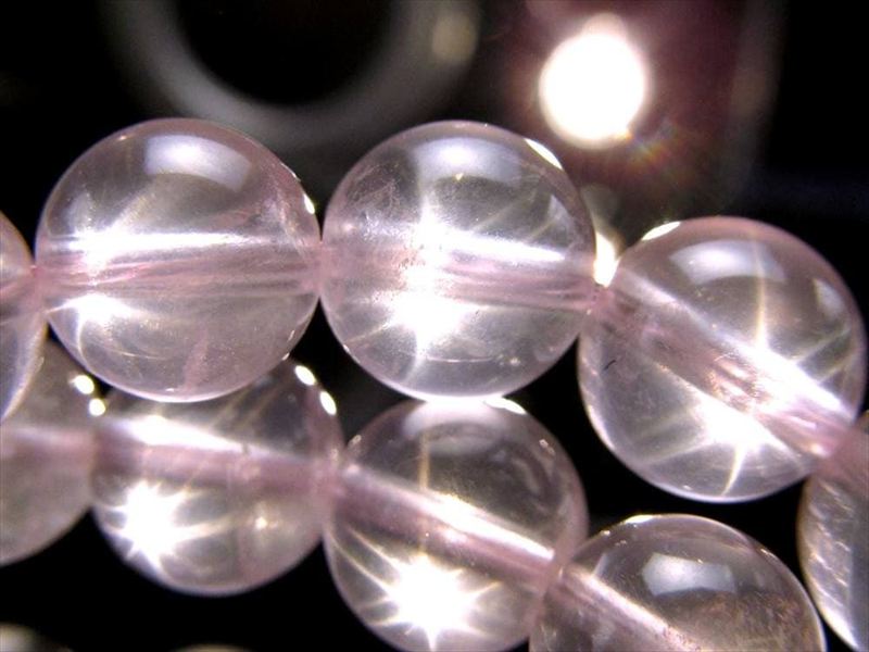 艶々クリアピンク スターローズクォーツ ブレスレット 10mm-10.5mm×19珠前後 超人気 星ローズ 女神と天使のエネルギーが宿る守護石 モザンビーク産