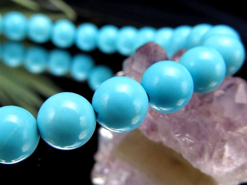 幻のターコイズ イサカピークターコイズ トルコ石 ブレスレット 約6mm-6.5mm×30珠 アリゾナの青い宝石 美麗単色ブルー 歴史ある宝石の一つ 12月の誕生石