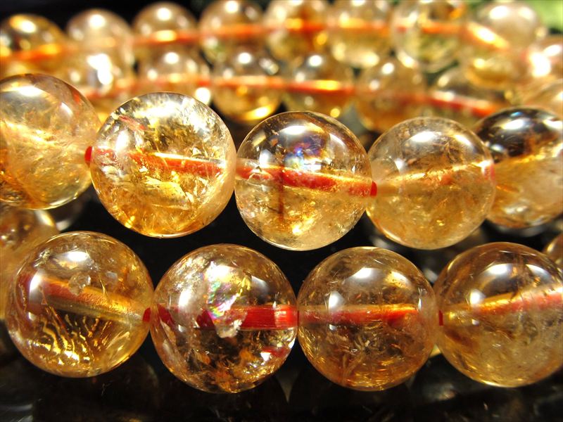 3A レインボーシトリン ブレスレット 11.5mm-12mm×18珠前後 きらきらクラック&ファントム入りも 11月の誕生石 幸福の守護石 ブラジル産