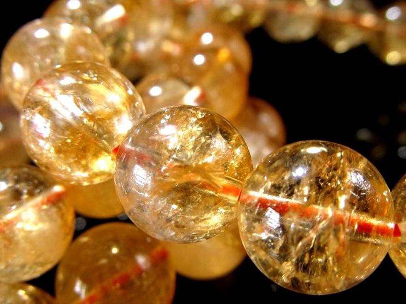 鮮やかな黄金色 シトリン 黄水晶 ブレスレット 7mm-7.5mm×26珠前後 中には虹入りも 11月の誕生石 幸福の守護石 ブラジル産 パワーストーン 天然石