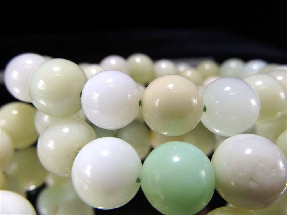 ミルキーカラーオパール ブレスレット 9.5mm-10.5mm×20珠前後 やわらかなホワイトやグリーン 希望の石 10月の誕生石 オーストラリア産