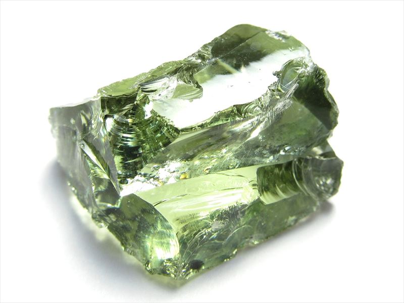 気泡・虹入り アンダラクリスタル テラオリーブ ラフ原石 ピラミッドケース付き 最大23mm 重さ12g 地球が作り出した神秘のクリスタル シーフォーム 一点もの アメリカ・ネリーランド産