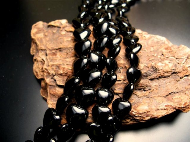 ハート型 12mm オニキス 一連 約36cm 極上天然石 パワーストーン ブラジル産 rn-p パワーストーン 天然石