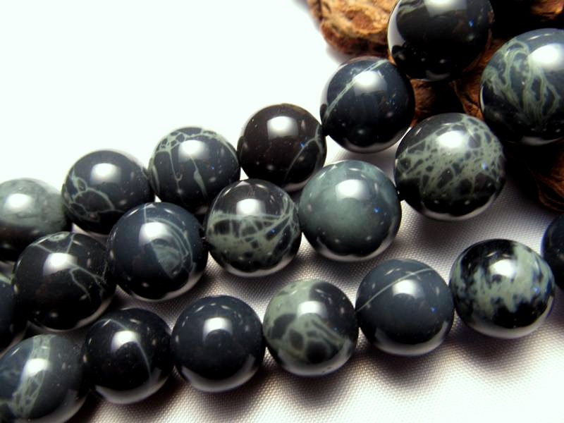 AA 10mm珠 スパイダーウェブ オブシディアン 一連 約38-40cm 黒曜石 極上 天然石 ビーズ パワーストーン rn-p パワーストーン 天然石