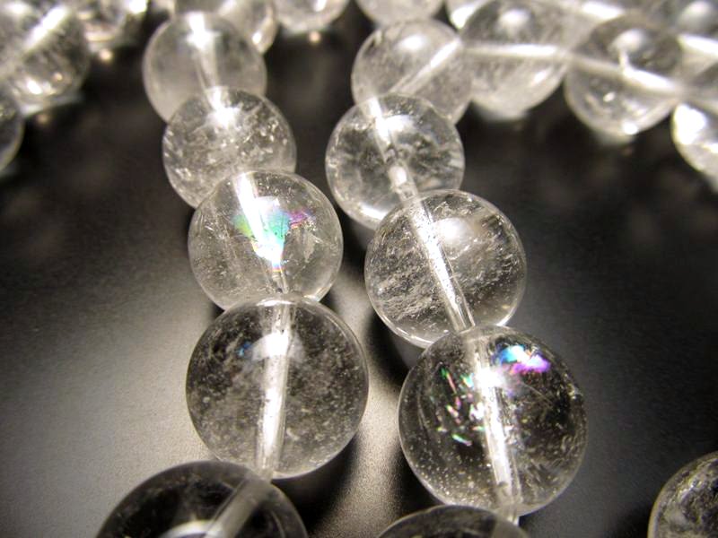 A+ 12mm珠 虹クラック入り 天然ヒマラヤ水晶 一連約38-40cm クリスタル 極上 天然石 ビーズ パワーストーン rn-p