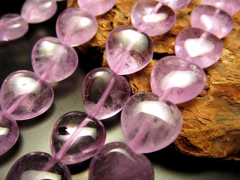 ハート型 12mm ラベンダーアメジスト 一連 約38-40cm 極上天然石 パワーストーン ブラジル産 rn-s