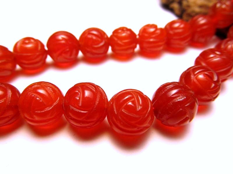 カーネリアン薔薇カット 6mm珠 一連約38-40cm ローズ 極上 天然石 ビーズ パワーストーン rn-p パワーストーン 天然石