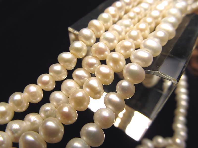 AA ホワイトカラー 淡水パール 5mm-6mm珠 一連 セミラウンド 約38-40cm ストラップ ピアス アクセサリー作成に パワーストーン 天然石