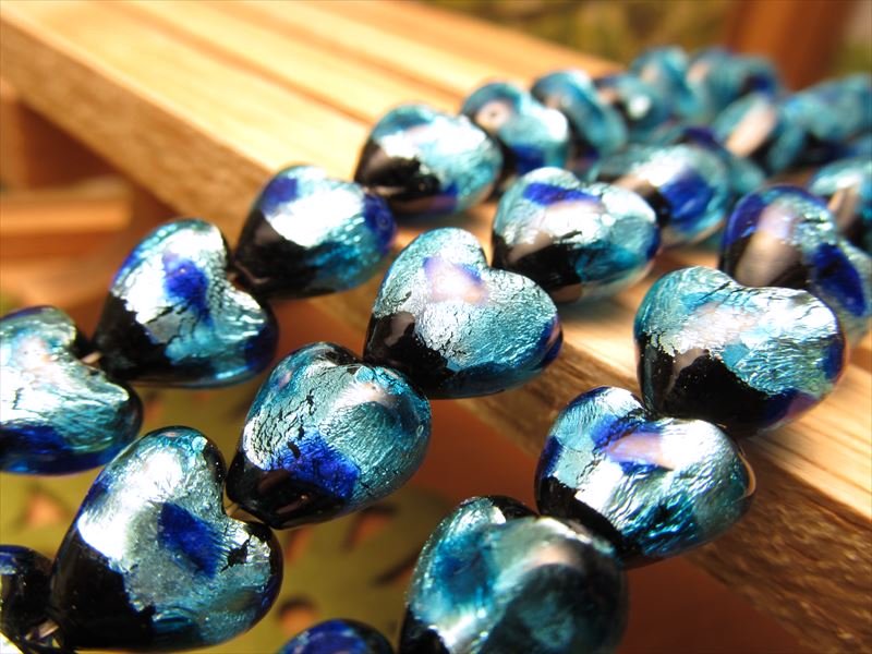 トンボ玉 とんぼ玉 タイプE ハート 12mm 一連 約26cm 約25珠 昔ながらの人工ビーズ 激安 ホタルガラス ビーズ ハート型 rn-p パワーストーン 天然石