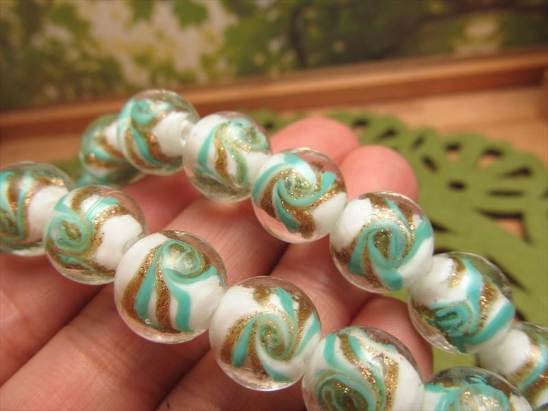 陶器製トンボ玉 とんぼ玉 キャンディマーブルタイプC ラウンド型 約12mm 一連 約33cm 約30珠 昔ながらの人工ビーズ 激安 ビーズ rn-p パワーストーン 天然石