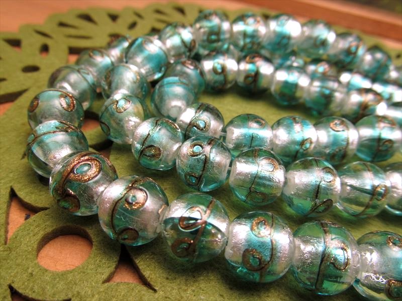 トンボ玉 とんぼ玉 金彩二色玉タイプB ラウンド型 12mm 一連 約33cm 約30珠 昔ながらの人工ビーズ 激安 ビーズ rn-p パワーストーン 天然石