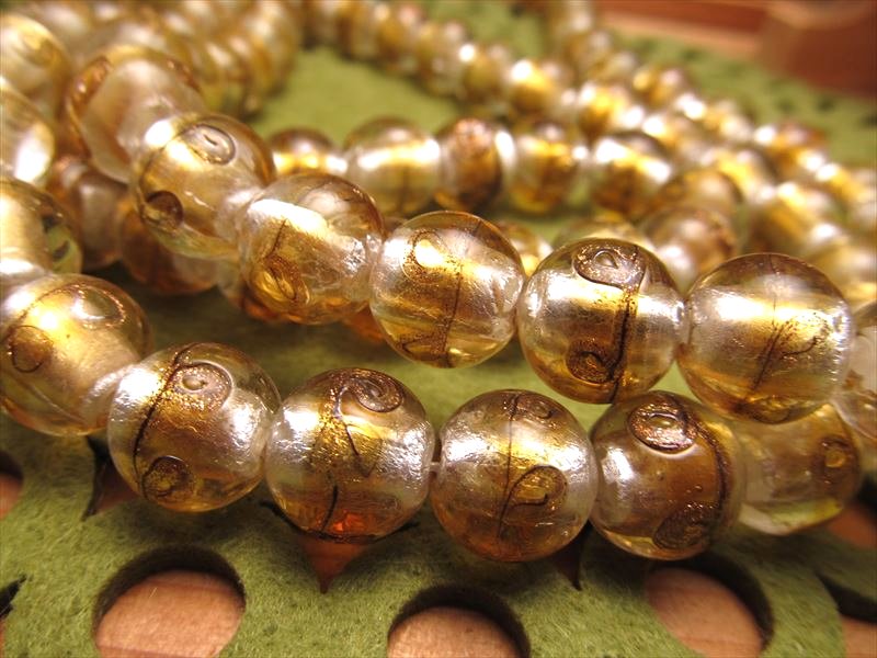 トンボ玉 とんぼ玉 金彩二色玉タイプE ラウンド型 約12mm 一連 約33cm 約30珠 昔ながらの人工ビーズ 激安 ビーズ rn-p パワーストーン 天然石