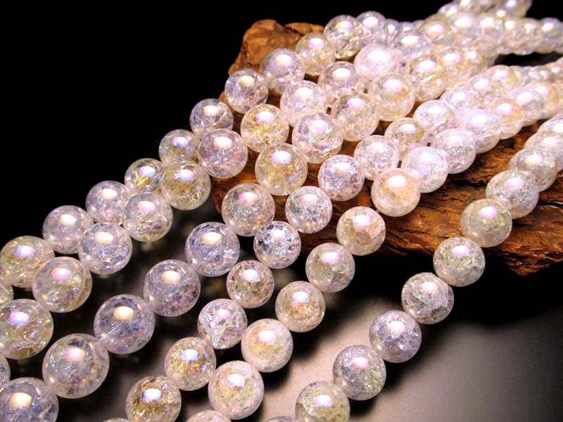 10mm珠 レインボー水晶 爆裂水晶 オーラタイプ 一連 約38-40cm rn-p