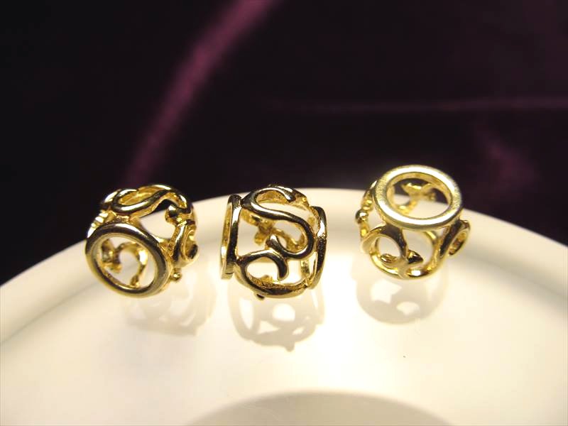 透かしビーズ ゴールド 約9.5mm前後 長さ約8mm Silver925 14金ゴールド仕様 高品質 RND027 pa-p パワーストーン 天然石