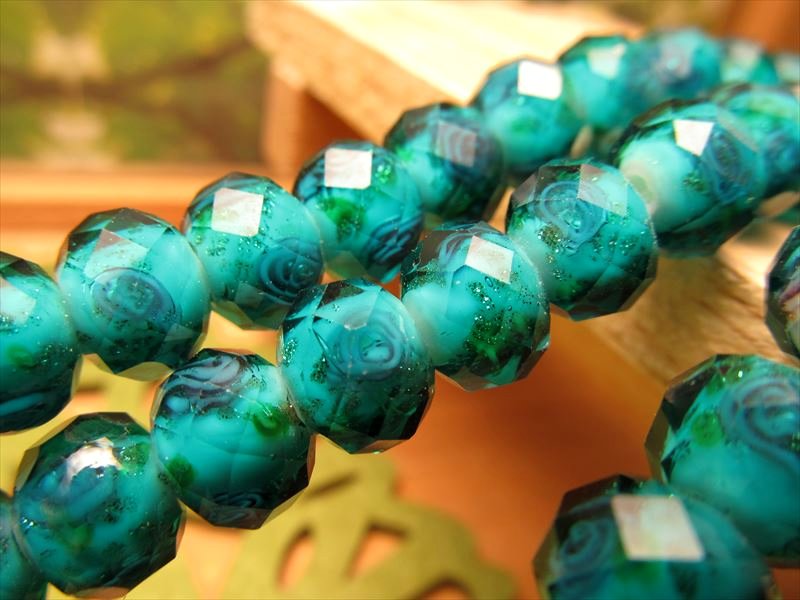 トンボ玉 とんぼ玉 金彩ローズタイプE ラウンド型 約9.5-10mm 一連 約37cm 約50珠 昔ながらの人工ビーズ 激安 ビーズ rn-p パワーストーン 天然石