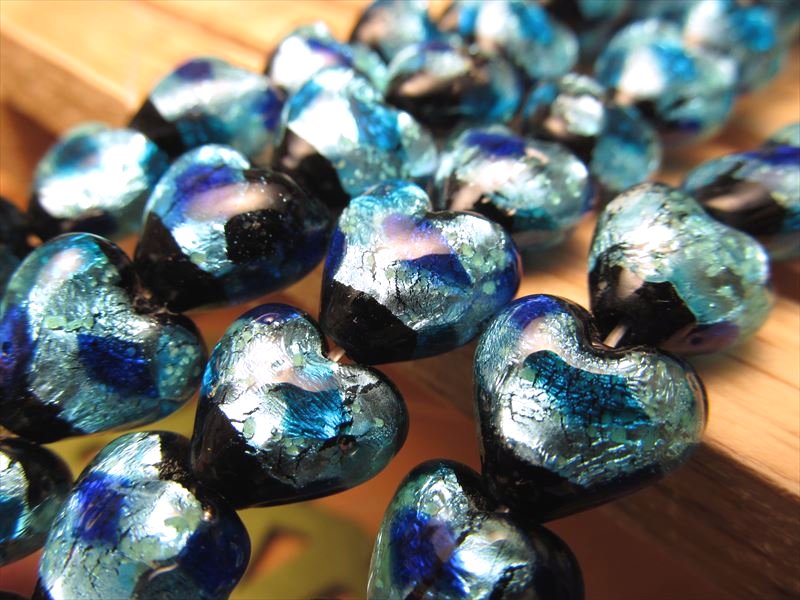 トンボ玉 とんぼ玉 タイプI ハート 12mm 一連 約26cm 約25珠 昔ながらの人工ビーズ 激安 ホタルガラス ビーズ ハート型 rn-p パワーストーン 天然石