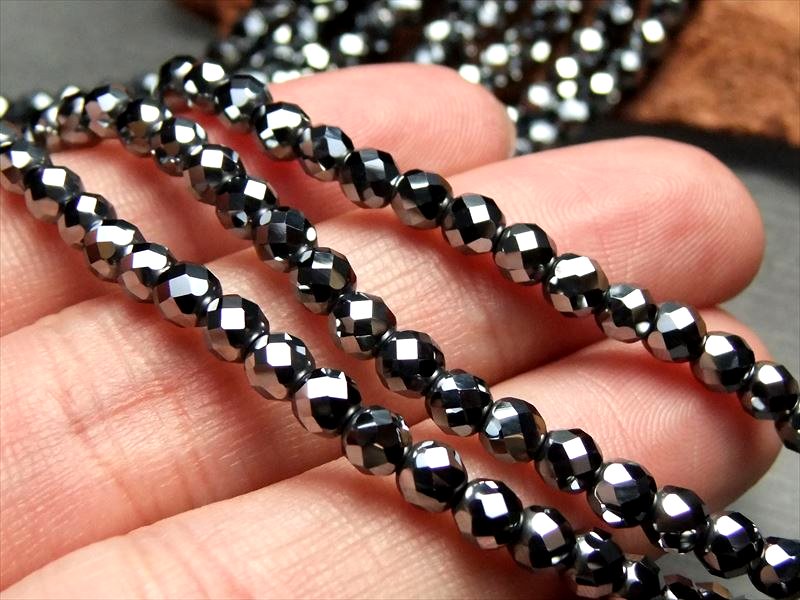 テラヘルツ鉱石 極小ミラーカットビーズ 約2mm-2.5mm珠 一連 約38-40cm つやつや 話題の 高純度 テラヘルツ 鉱石 2026年 検査機関にて検査済み 本物保証