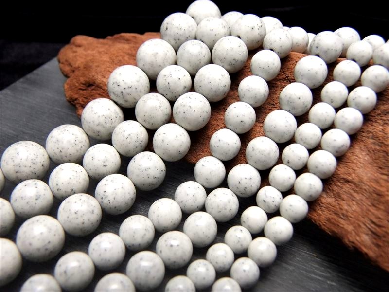 約13mm珠 北投石 ホワイトタイプ 連 一連 約38-40cm ホクトライト 極上天然石 温泉成分を含むラジウム鉱石 心身を癒す人気ストーン 台湾産 パワーストーン