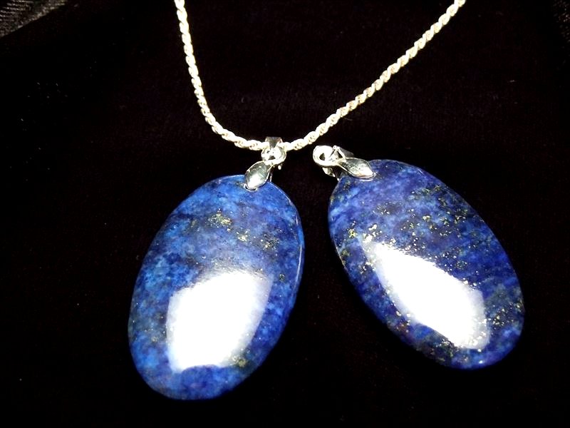 幸運の象徴 4A ラピスラズリペンダント オーバル型トップ 4g-6g つやつや 発色良好濃い目カラー 極上天然石 パワーストーン アフガン産