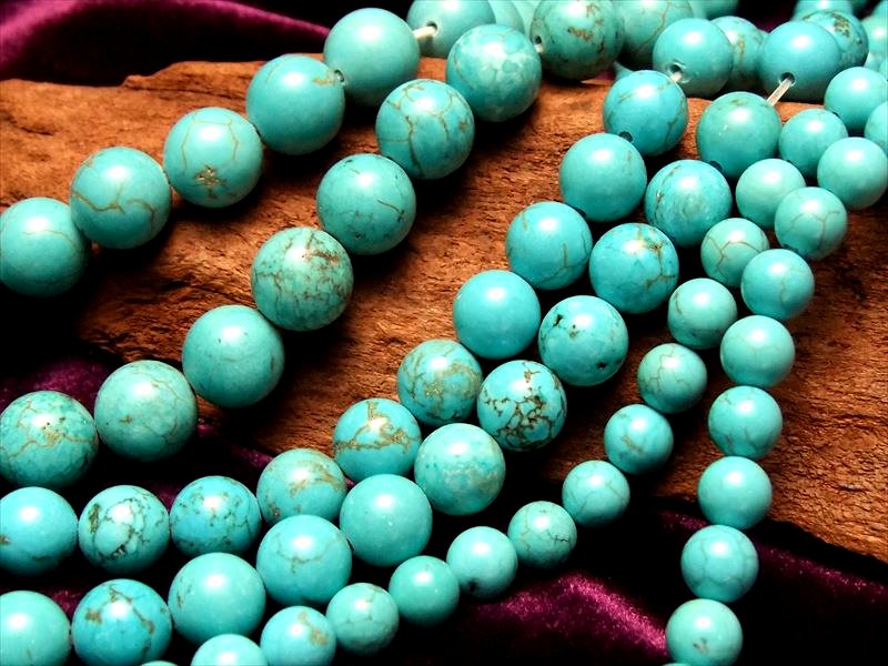 ハウライトターコイズ 8mm-8.5mm珠 一連 約38-40cm スカイブルー 水色系 模様多め 染色 rn-s パワーストーン 天然石