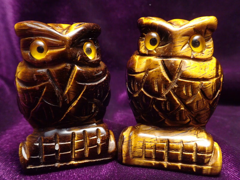 ふくろう タイガーアイ フクロウ彫り 置物重さ約70-90g 南アフリカ産 パワーストーン 天然石