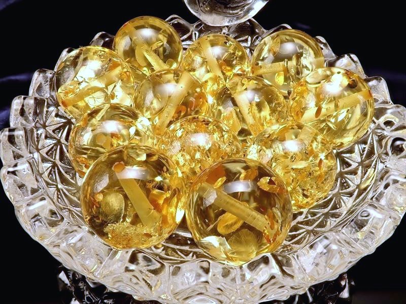 5A スパークリングハニーレモンアンバー 1珠売り 約7mm-7.5mm珠 極上煌きスパークル 蜂蜜色 粒販売 希少入荷 極上透明 天然琥珀 ビーズ石 バルト海産