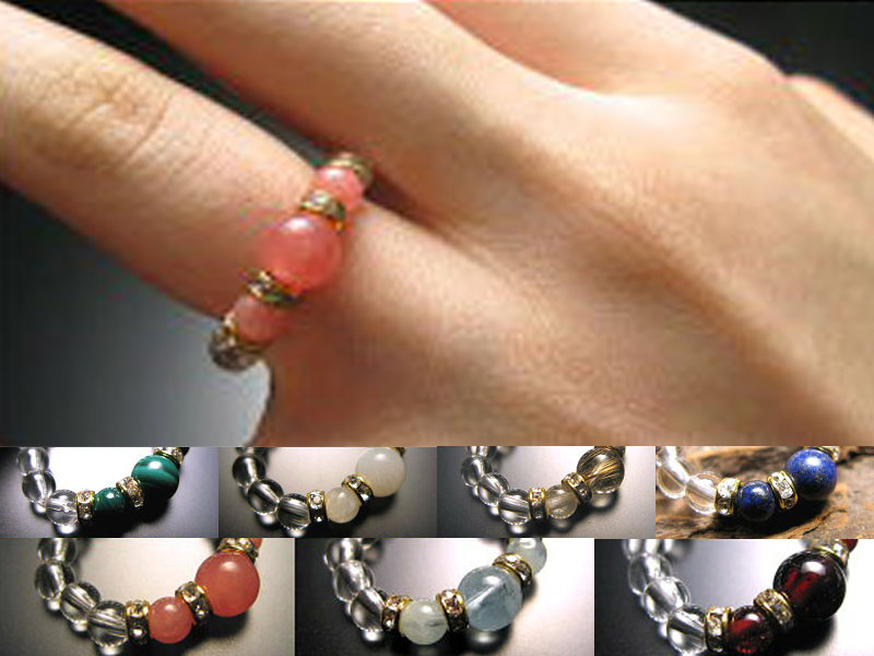 天然石 リング Mサイズ 全7種 ラインストーン付 パワーストーン アクセサリー ビーズ ルチルクォーツなど多種あります 指輪 ri-p