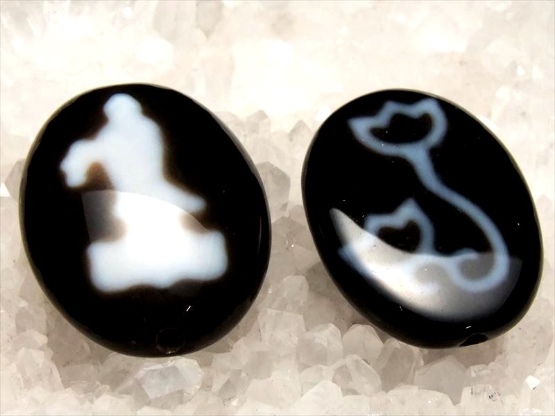 A至純天珠 観音水蓮花天珠 かんのんすいれんかてんじゅ オーバル型 縦約30ミリ前後 1個売り 極上 天然石 ビーズ パワーストーン パワーストーン 天然石