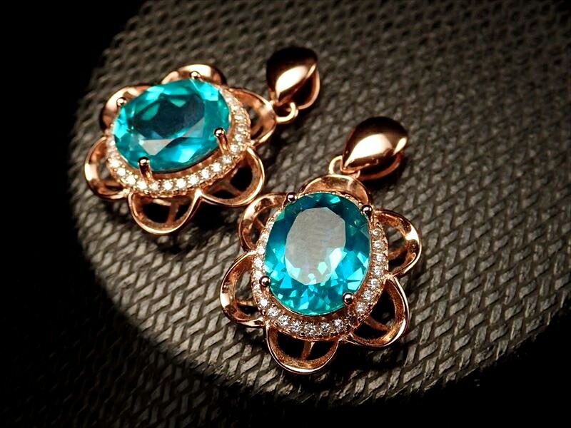 激安宣言 5A ミスティックブルーグリーントパーズペンダントトップ オーバルカット フラワーデザイン 石サイズ縦約8mm×横幅約6mm 1個売り