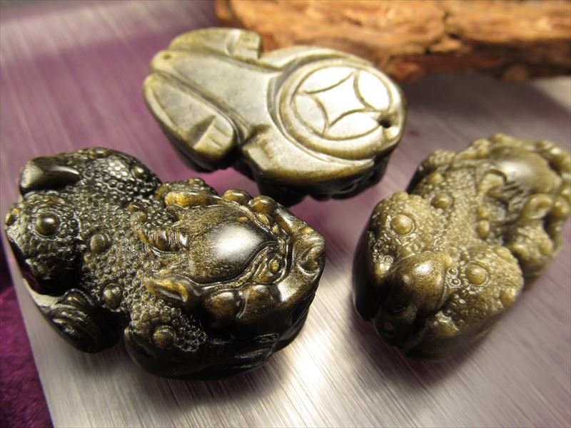 激安宣言 ゴールデンシャインオブシディアン 黒曜石 貔貅 ヒキュウ タンブル 縦約40mm メキシコ産 geki-obG45 パワーストーン 天然石