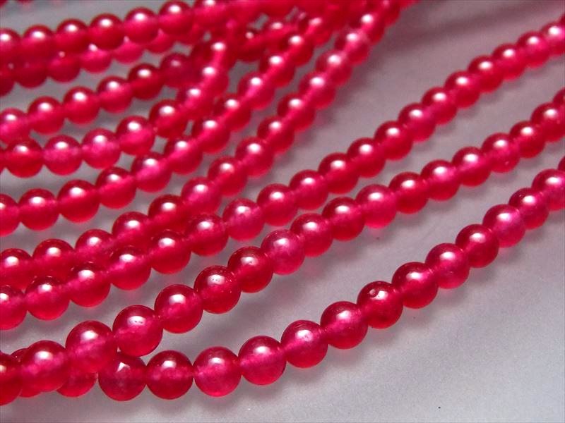 4mm珠 ルビーカラーアゲート 一連 約38-40cm 透明感抜群濃色タイプ 瑪瑙 ブラジル産 パワーストーン 天然石