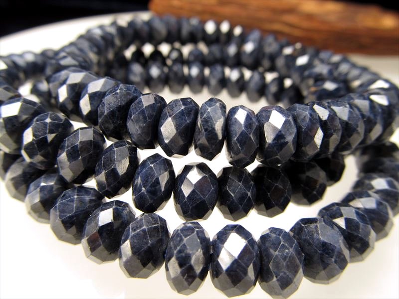 3A サファイア ボタンカットブレスレット 幅約6.5mm-7mm キラキラボタンカット 勝利を呼ぶ石 ミャンマー産