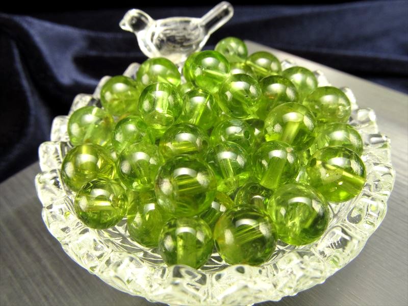 1粒売り AAA+ ペリドット かんらん石 ビーズ石 約7mm-7.5mm珠 ミャンマー産 tu-