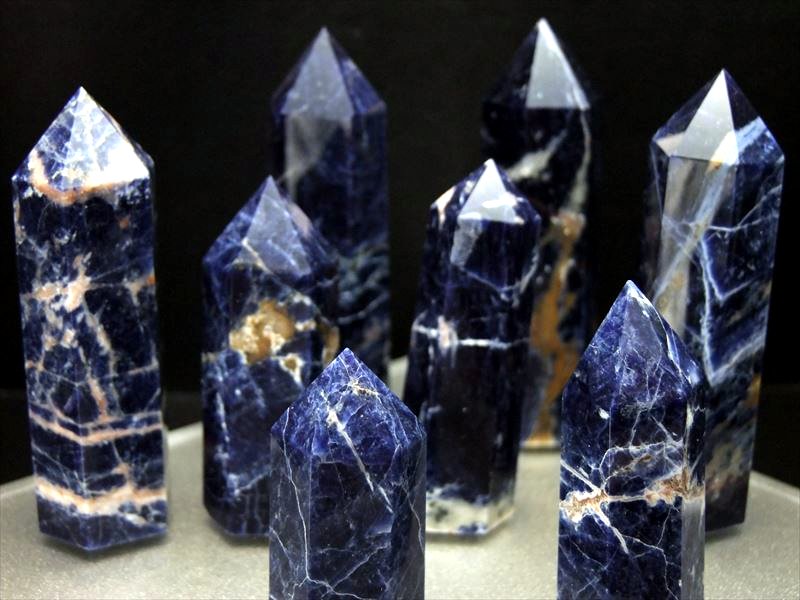 3A ソーダライト ポイント 六角柱 約20g-30g 濃紺色に独特の美しい模様 夢や目標のサポートをする石 ブラジル産 パワーストーン 天然石